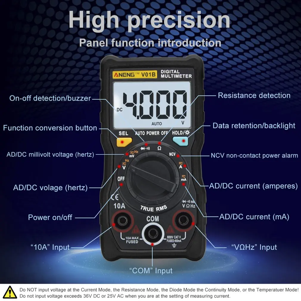 An-V01B High-Precision Intelligent Gear Recognition Multimeter Electrician Maintenance Instrument Universal Table Drop Shipping