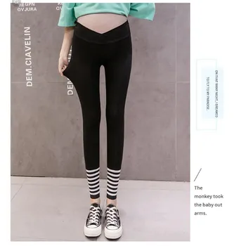 

Pregnancy Leggings For WomenThin Cross Belly Elastic Waist Strip Rib Deco Legins Maternity Plus Size XXL M Black Grey