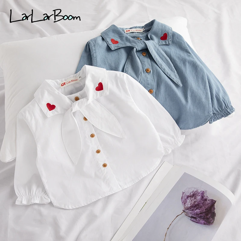 LarLarBoom блузки для девочек весенне осенняя рубашка с длинными рукавами