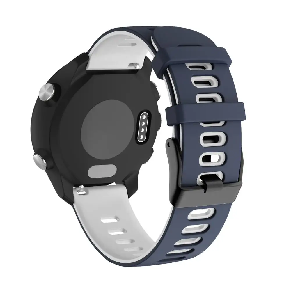 Ремешок для часов Garmin Forerunner 245 245M 645 645MUSIC vivoactive, мягкий силиконовый браслет, сменный ремешок для часов - Цвет ремешка: Midnight blue white