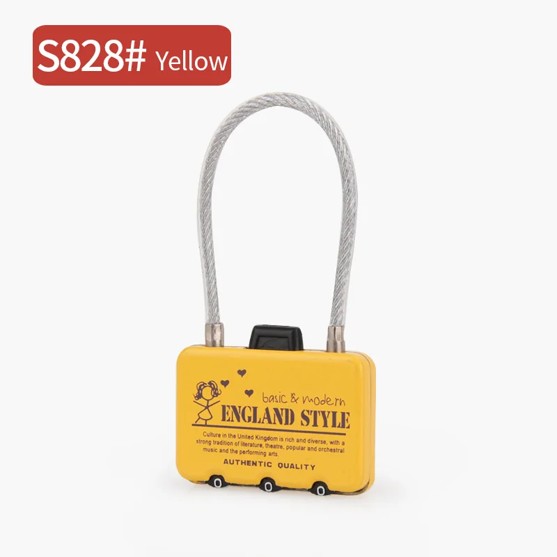 S828 yellow Аксессуары для багажа, кодовый замок, чемодан, сменный материал из цинкового сплава, защитный замок, защита от кражи, модный замок - Цвет: S828 yellow