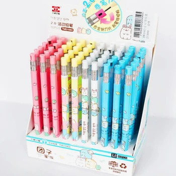 

4 Pcs/set Kawaii 2.0mm Sumikko Gurashi Plastic Automatic Mechanicel Pencils with Pencil Sharpener Cap School Office Stationery