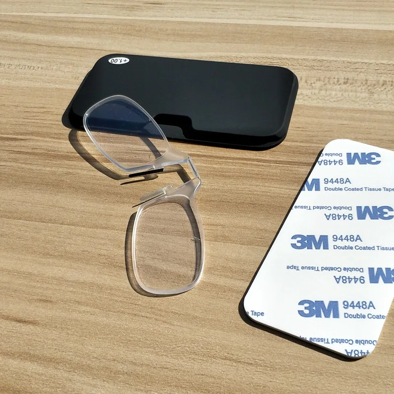 

Wallet Mini Sticky Reading Glasses Nose Clip Glasses Magnifying Presbyopia Men Women 1.5 2.5 Transparent Black Portable Case