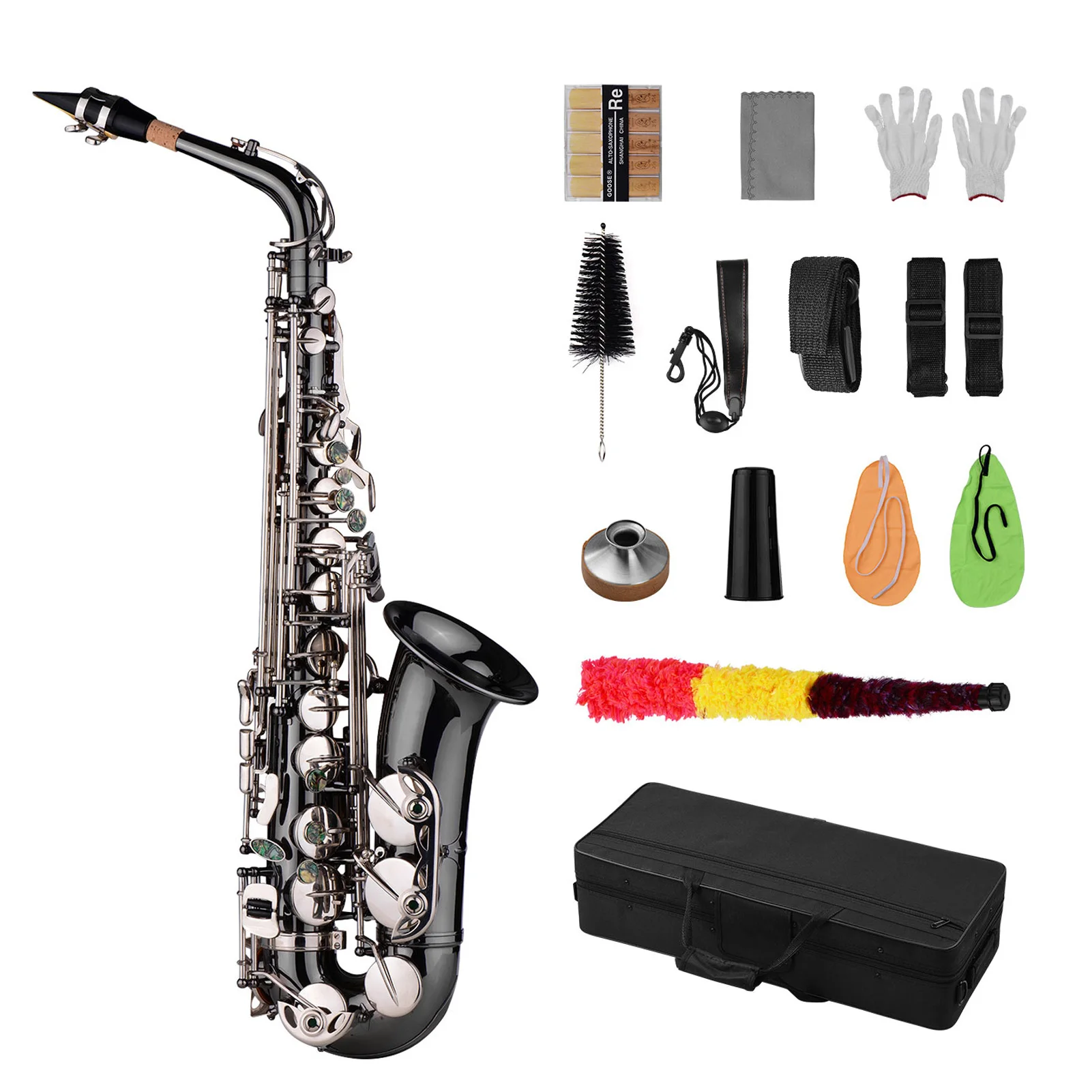 ProfessionalBrassBendEbEflatAltoSaxophoneSaxBlackNickel