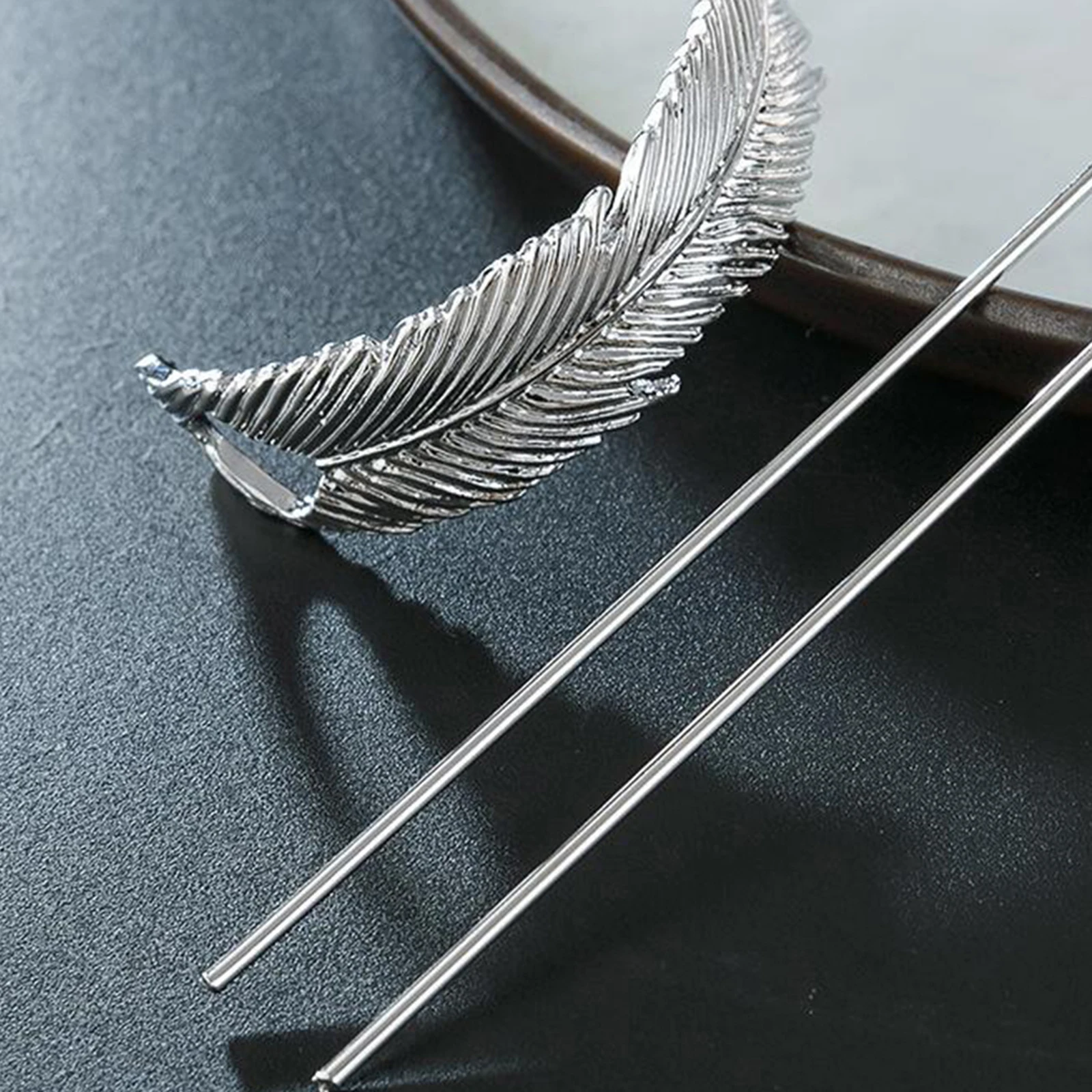 Feather Bun Cuff Hair Pins Vintage Hair Stick Women Hair Accessories Updo Tools