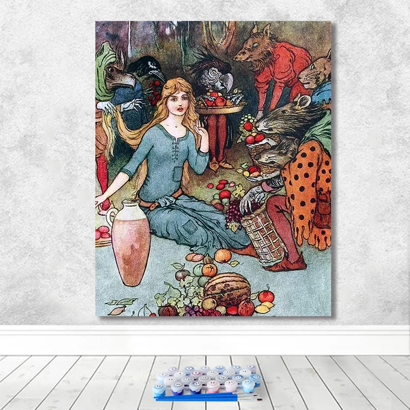 Картина по номерам художественная краска по номерам нарисованная вручную средневековая женская домашняя стена коридор декоративная живопись - Цвет: 53046