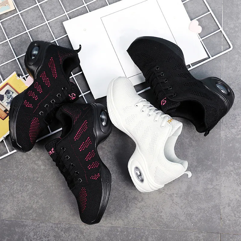 Dance Shoes Woman Ladies Modern Soft Outsole Jazz Sneakers Mesh Breathable Lightweight Female Dancing Fitness Shoes Sport dance shoes