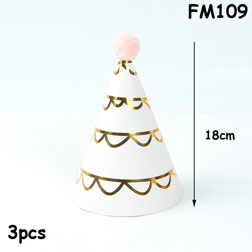 FM109 Happy 1st день рождения взрослых шапки в горошек DIY милые шапочки ручной работы Принцесса Корона душ украшения для малышей Подарки для мальчиков девочек - Color: FM109