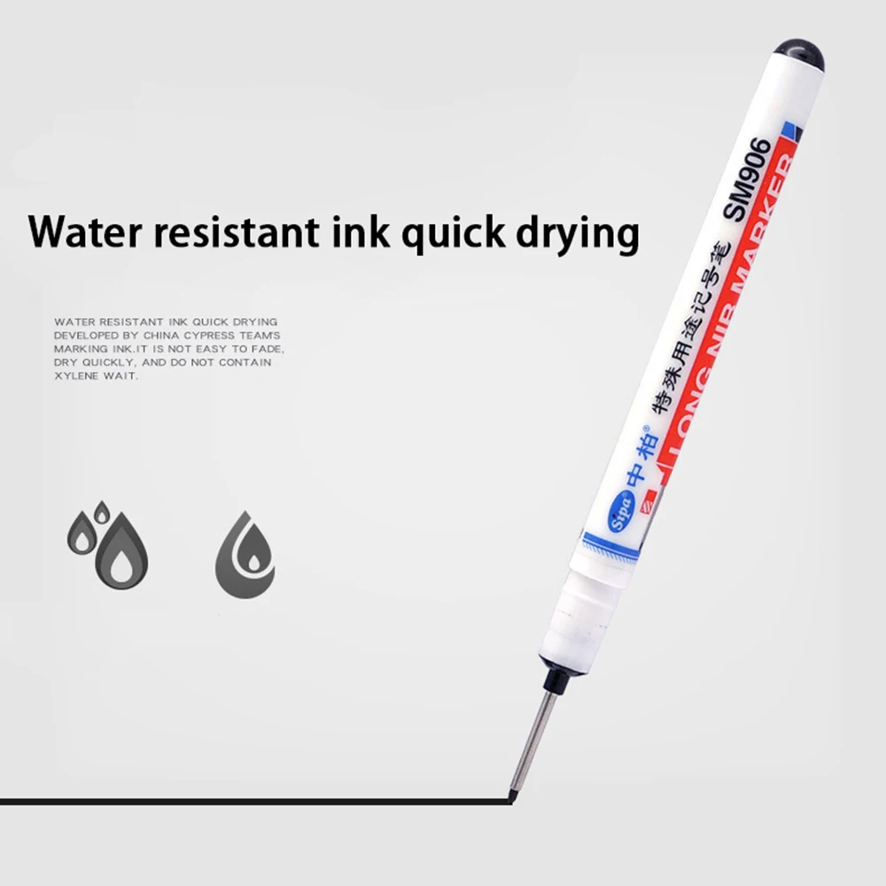 1 Pcs Long Heading Markers Bathroom Woodworking Decoration Multi-purpose Deep Hole Marker Pens Black Mark Deep Hole Mark