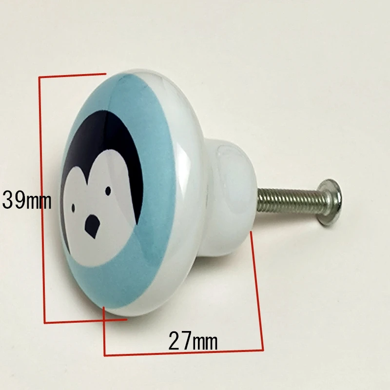 39mm Round Ceramic Single Knobs Fox Animal Furniture Handles for Kids Wardrobe Cupboard Drawer Pulls furniture knobs
