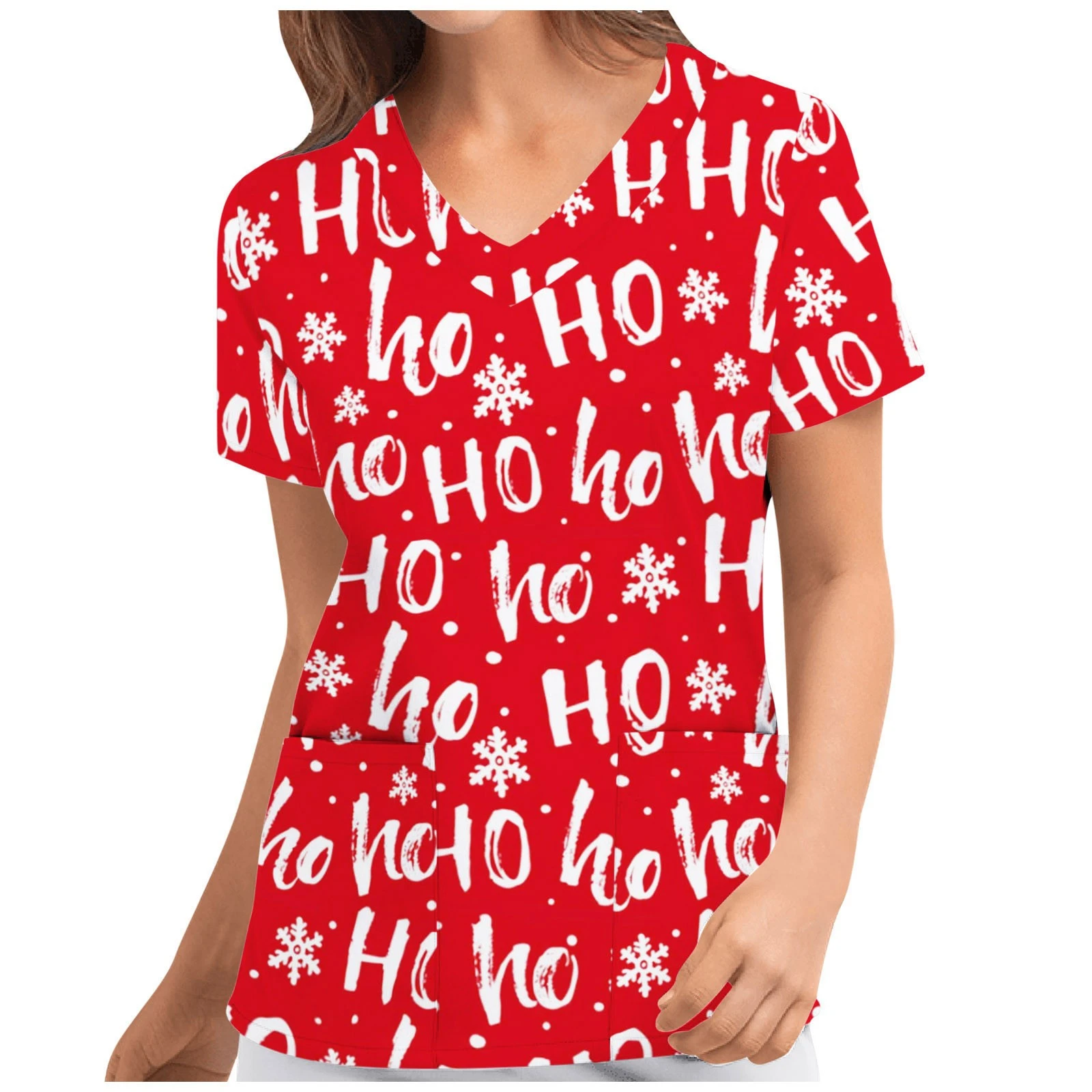 93％以上節約 Christmas Women Nursing Uniform Scrub Short Sleeve Tshirt Xmas