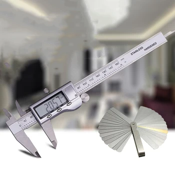 

Silver Digital Vernier Caliper 0-150mm + Stainless Steel 32 Feeler Gauge