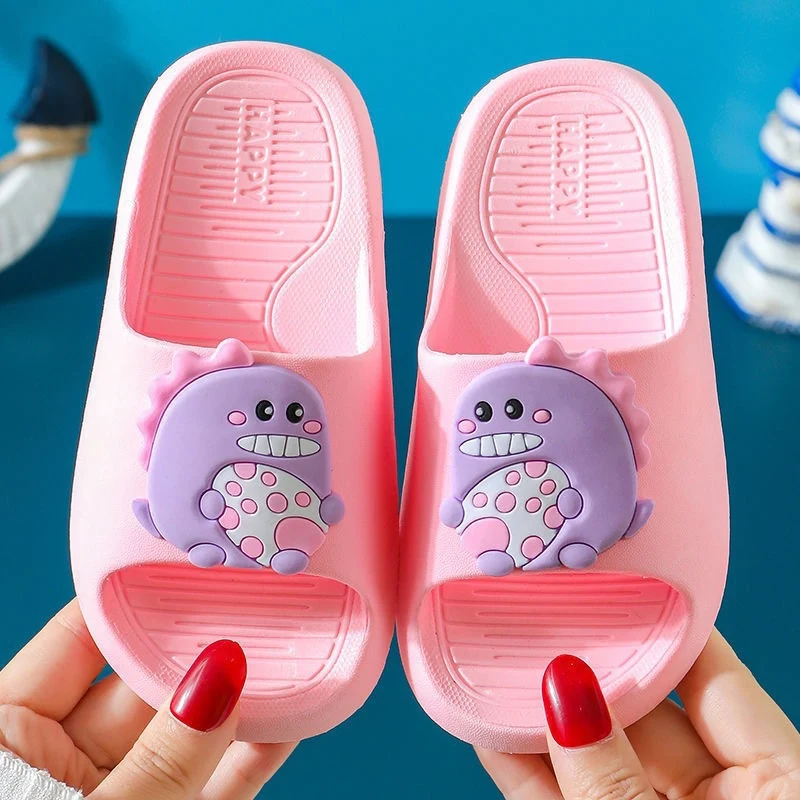 leather girl in boots Cartoon Dinosaur Slippers For Boys Girls New Summer Kids Beach Shoes Baby Home Bathroom Soft Indoor Flip Flops Children Sandals Sandal for girl