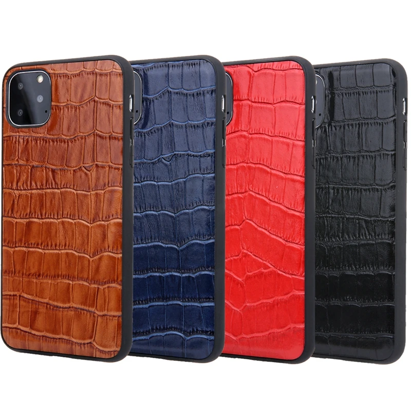 

10ps Lot Bulk Genuine leather crocodile tpu soft case for iPhone 11 Pro Max new 2019 phone cases luxury ultra thin cover case