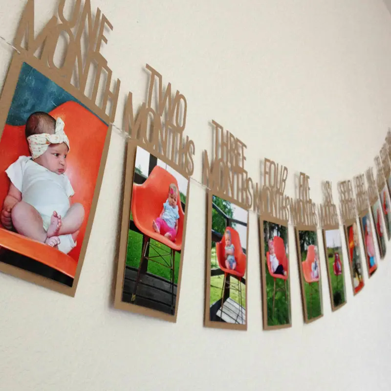 

Baby 1st Birthday 1-12 Month Paper Photo Picture Holder For Wedding Baby Shower