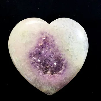 

Natural Amethyst Cluster Heart Figurines Healing Crystal Quartz Stone Diy Witch Statue Halloween Gift
