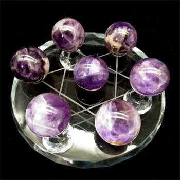 

Natural Dream Amethyst Crystal Sphere Ball seven star array With Stand 7pcs Crystal Ball