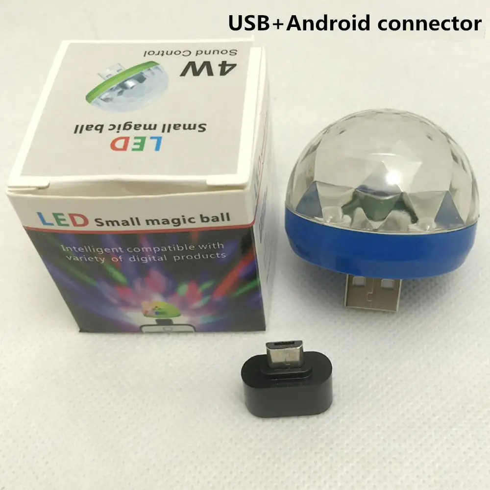 Мини USB красочные светодиодные диско-фонари портативный кристалл магический шар сценический светильник с адаптер для Android телефон