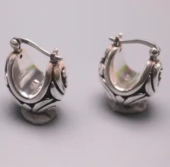 

Real Silver Hoop Earring Set Circle Earring Fine Jewelry For Women Girls Steampunk Ear Clip Korean Earrings Mother Gift
