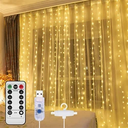 LED Curtain String Lights Waterproof Christmas Fairy Lights USB Remote Control Garland Lights For Bedroom/Wedding/Xmas Decor