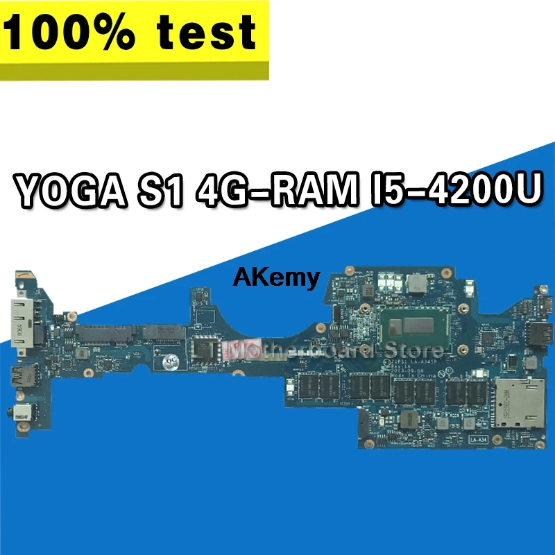 

ZIPS1 LA-A341P Laptop motherboard for Lenovo ThinkPad YOGA S1 original mainboard 4G-RAM I5-4200U