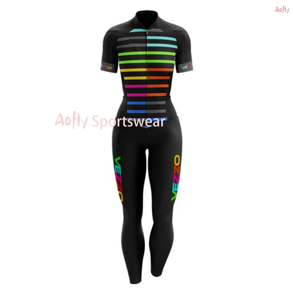 

VEZZO Cycling Overalls For Women's Short-Sleeved Bike Suits Bicycle Racing Wear-Resistant Clothing Jumpsuit Pro Team Trousers GG