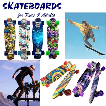 

Complete 27Inch Skateboard Adult Retro Single Warped Four-wheel Skateboard for Kid скейтборд Penny Board пенни борд Dropshipping
