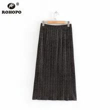 ROHOPO Polk/черная плиссированная юбка миди в горошек; эластичная юбка-гармошка с высокой талией; прямые юбки до середины икры; Falda;#83127