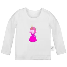 Adventure Time/Дизайнерские футболки принцессы боннибель, жевательной резинки для новорожденных мальчиков и девочек; футболки с длинными рукавами и графическим принтом для малышей