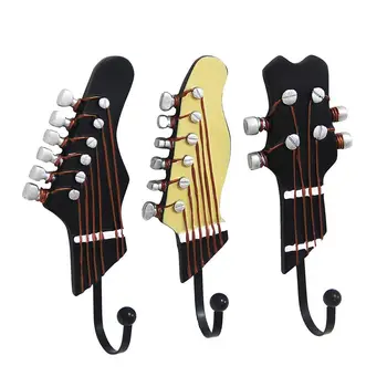 

3Pcs Resin Guitar Wall Hook Novelty Wall Hanger Holder Home Decoration Guitar Design Key Holder Wall Hook Bathroom Accessories