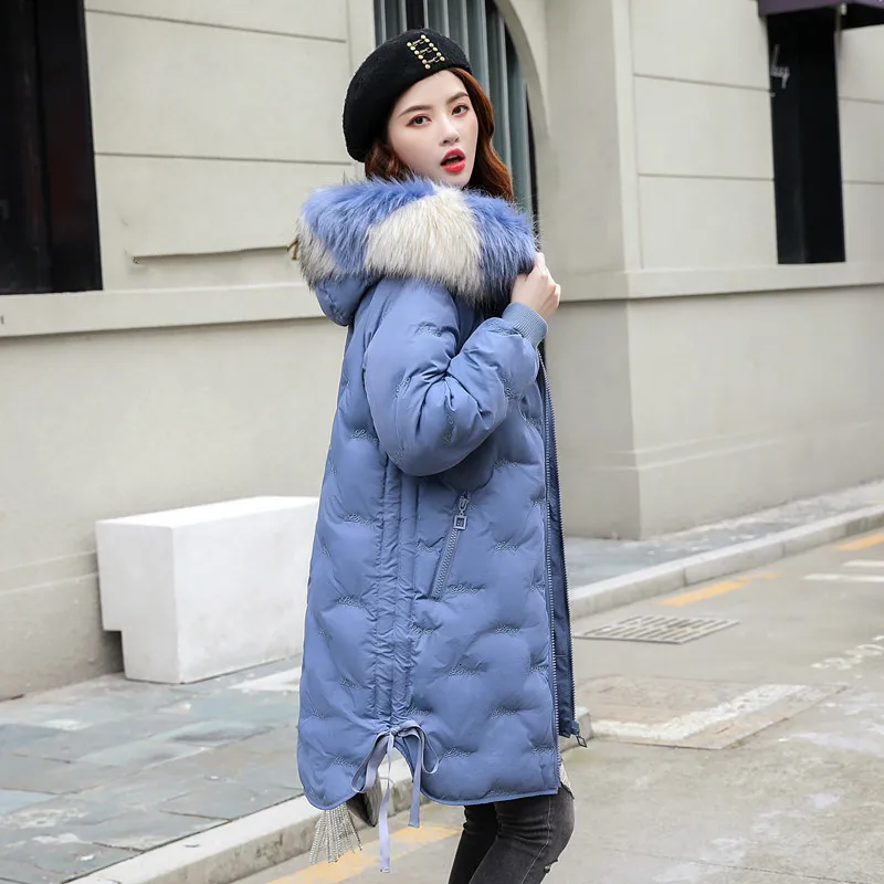 

2019 New Parka Womens Winter Coats Womans Long Cotton Casual Warm Fur Hooded Jackets Female Overcoat Coat Manteau Femme Hiver