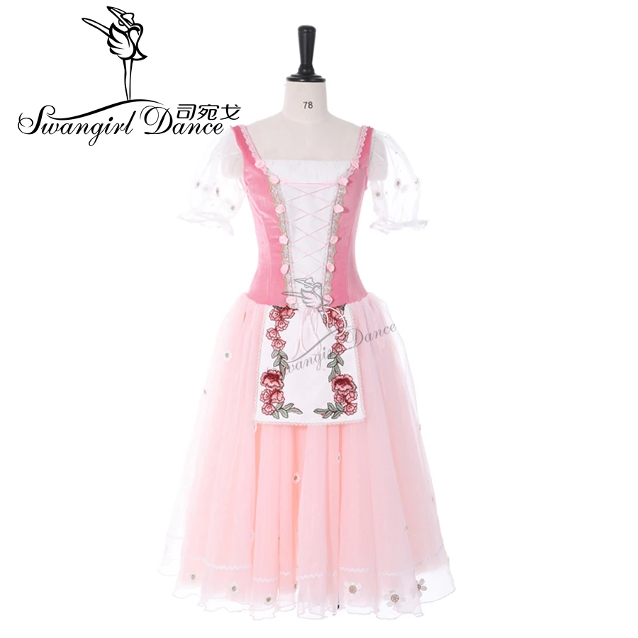 Women Girls La Fille Mal Gardee Professional Ballet Long tutu dress pink romantic ballet tutu costume Adult ballet Stage BT9239