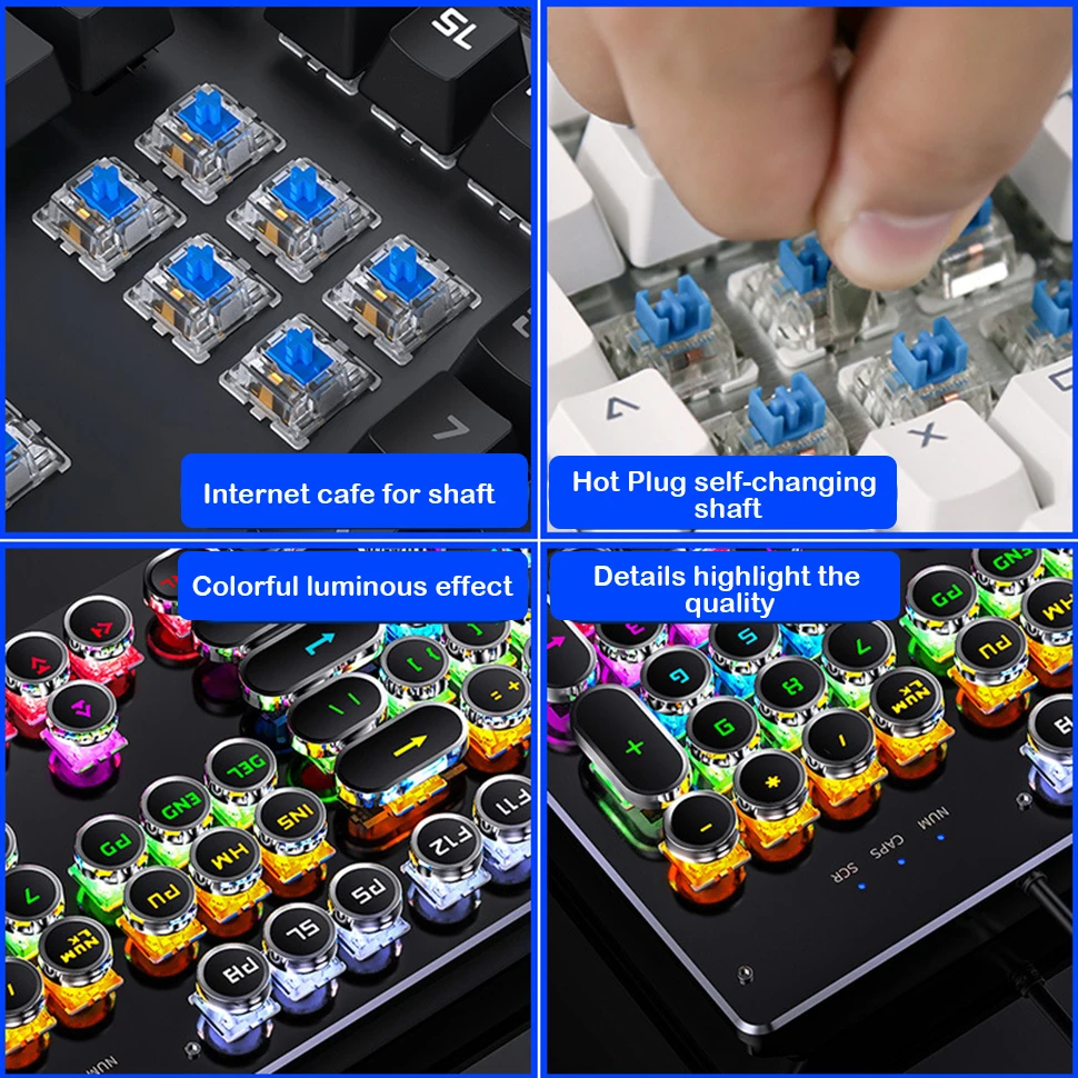 Клавиатура Механическая Проводная игровая с RGB подсветкой и защитой от фиктивных