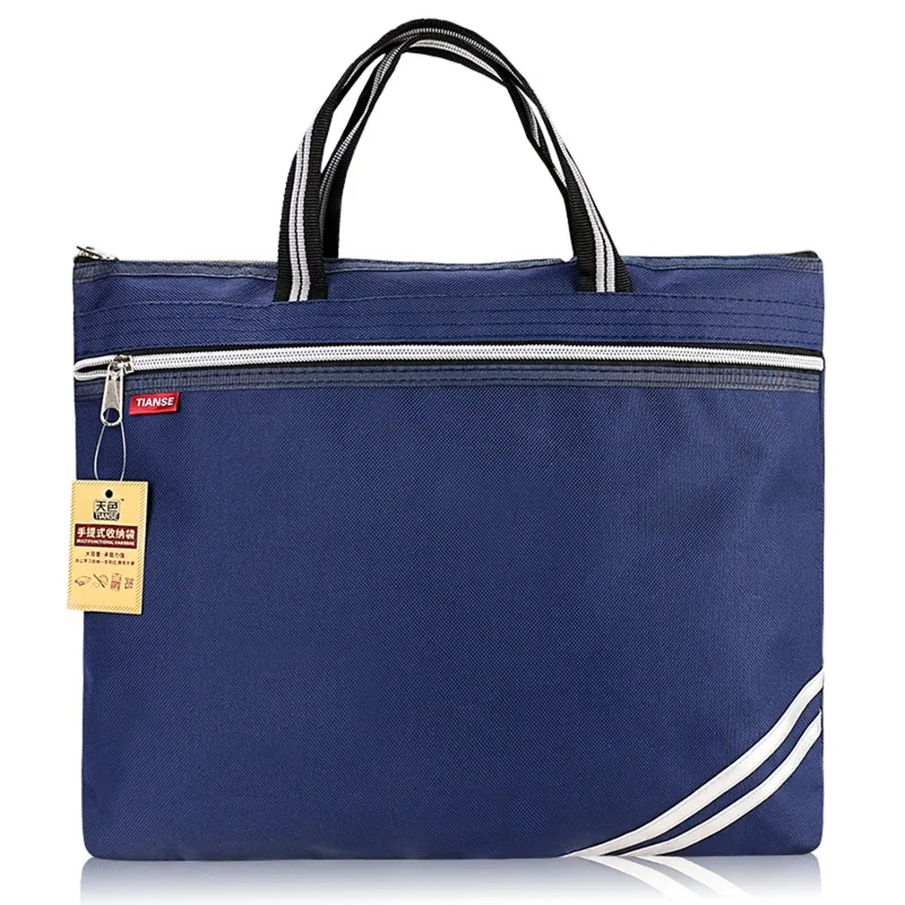 

Hot TIANSE Oxford Cloth Briefcase Business Bag Men Ladies Portable Zipper PU Leather File Bag Double Deck Data Package