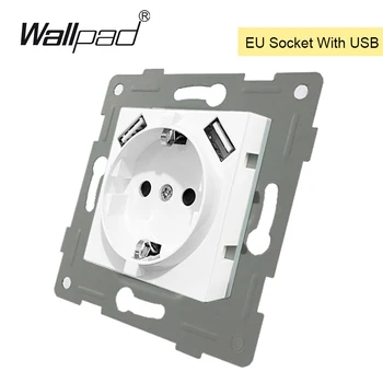 

DIY Wallpad EU Schuko Power Socket with Double USB Charging Ports 5.1DC 2.1A For EU Round Box Function Key Only