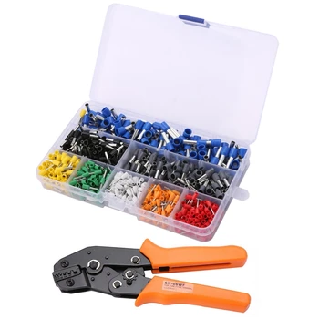 

1Pc Electrical Ratchet Crimping Plier with 800Pcs Wire Stripper Crimper Terminal 0.25-6.0mm2 24-10 AWG