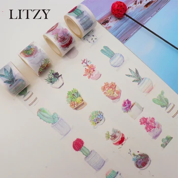 

Green Leaves Cactus Washi Tape Adhesive Tape DIY Scrapbooking Sticker Label Masking tapes Japanese Stationery 30mm*7m