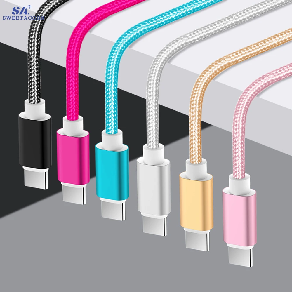Нейлоновый USB-кабель для передачи данных 1 м 2 3 Huawei Xiaomi 8 Samsung S8 S9 Oneplus Motorola iPad