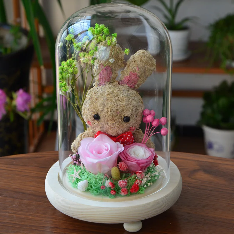 

Artificial roses permanent dried flower glass gift rose box party gift birthday rose