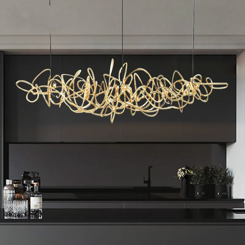 

Post-modern light luxury LED restaurant chandelier decoration Nordic front desk lamps simple iron art bar tree chandelier WF1107