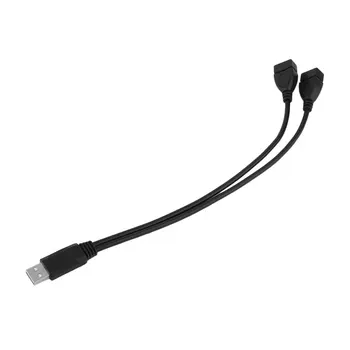 

1PC USB 2.0 A 1 Male to 2 Dual USB Female Data Hub Power Adapter Y Splitter USB Charging Power Cable Cord Extension Cable 30CM