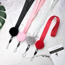 Шерстяной шар сотовый телефон шеи ремешки с петлей анти-потеря широкополосный ремешок на запястье веревка для ключей ID карты USB бейдж держатель DIY повесить веревку