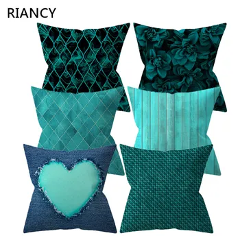 

Dark Green Geometry Print Decorative Cushions Pillowcase Polyester Cushion Cover Throw Pillow Sofa Decoration Pillowcover 41028