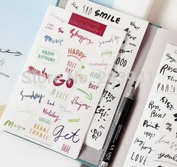 

10packs/lot Korea Funny Color Art font series decoration PVC Sticker Multifunction Cartoon funny DIY diary Sticker