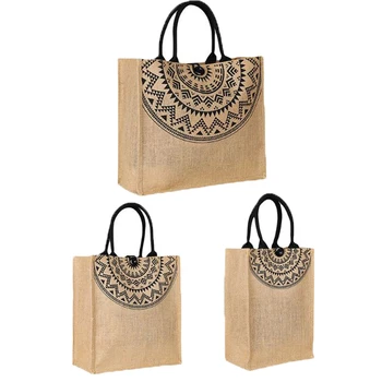 

FAROOT Classic Jute Hessian Reusable Eco Friendly Tote Shopper Grocery Shopping Bag Cotton and linen Tote Bag Storage BAGS