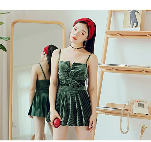 

New Style Korean Style One-piece Two Pieces Bikini Sexy Conservative Spa Resort Outdoor Bathing Suit Women's
