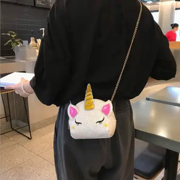 

Fashion Unicorn bag for Girls Travel Women Cartoon Shoulder Bags Sequins leather wallet clutch candy colors crossbody bag