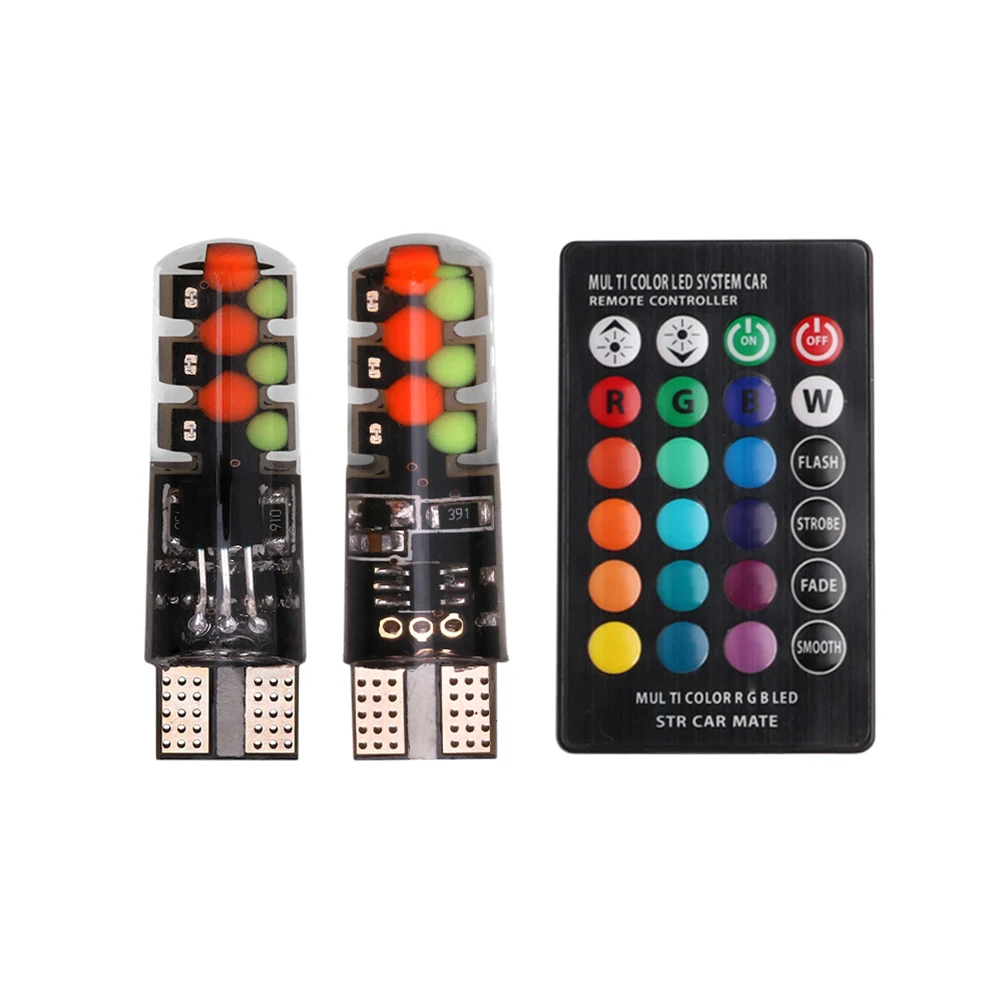 1 пара T10 COB Автомобильные интерьерные огни RGB светодиодный светильник 12SMD 12 В Авто