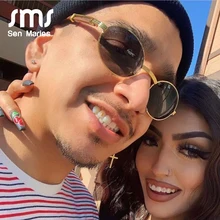 Модные Овальные Солнцезащитные очки женские винтажные маленький, Круглый, металлический каркас солнцезащитные очки желтые розовые линзы мужские очки стимпанк