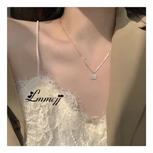 

Lmmcjj Simple Square Natural Shell Necklace For Women White Shell Gold Clavicle Chain Fashion Jewelry Accessories Christmas Gift